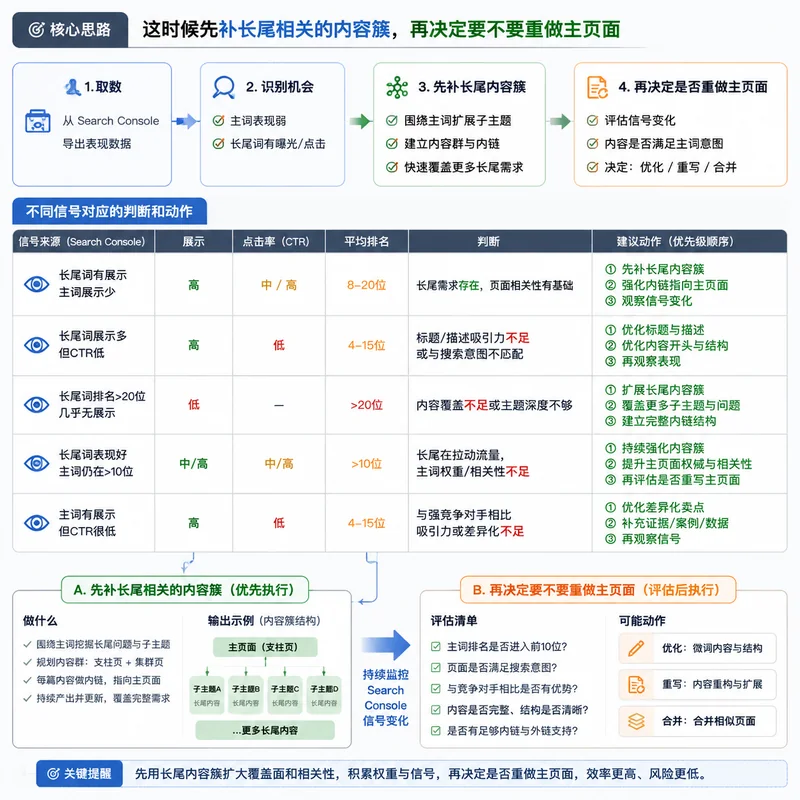 Search Console 信号与页面优化动作之间的判断关系